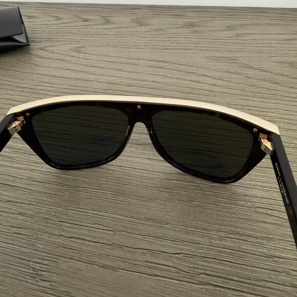 SAINT LAURENT Women's Tortoise Sunglasses with Top Gold Detail & Leather Case - Picture 9 of 16